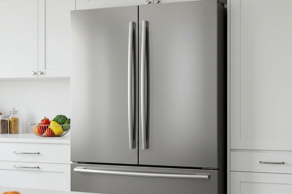 Kitchen with brushed stainless steel appliances