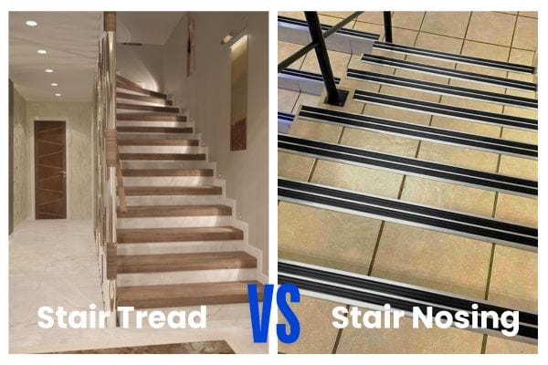Stair tread vs stair nosing illustration